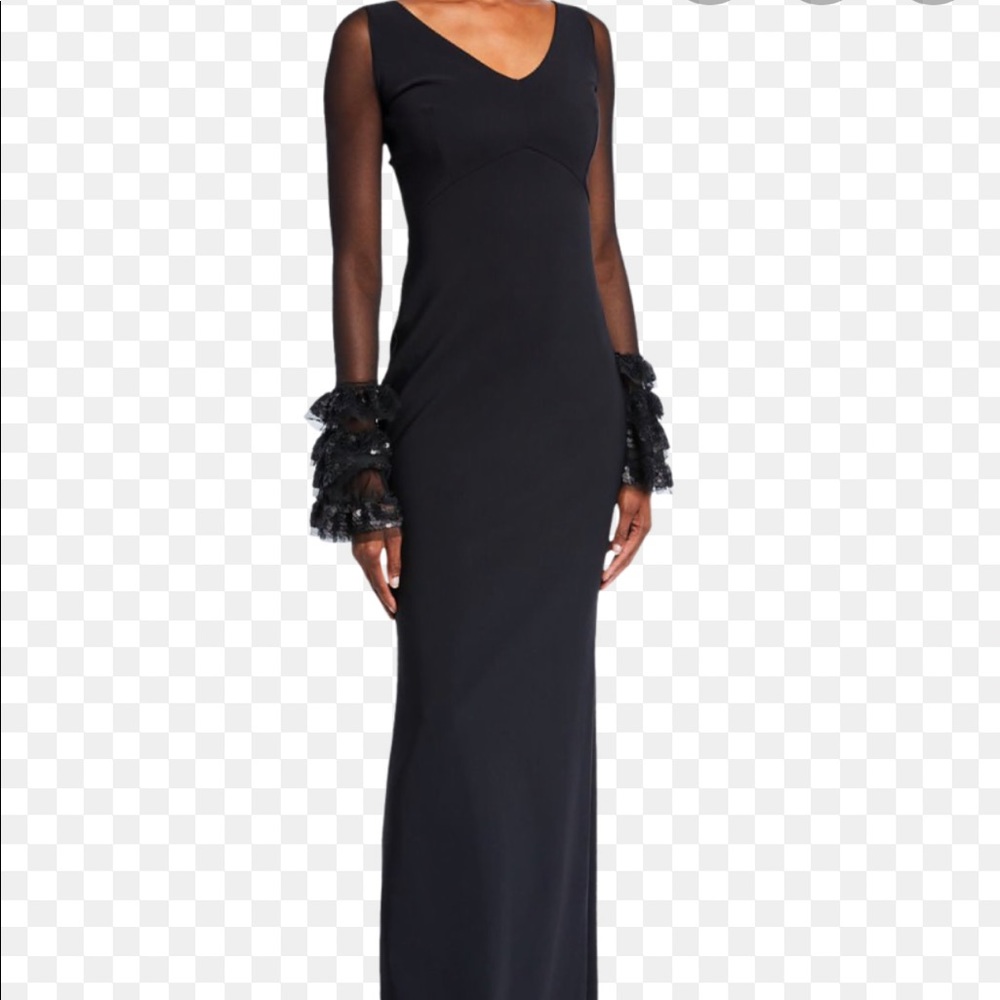 Chiara Bonia V-neck Long Sleeve Gown Ruffle sleeve